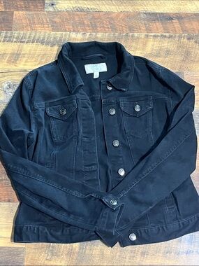 Time and Tru Black Denim Jacket with Snap Buttons